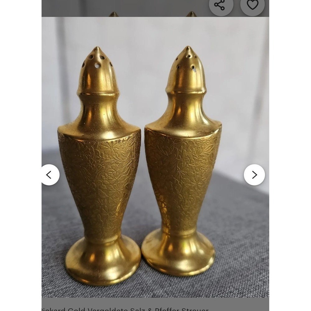 Salt & Pepper Shaker Gold Encrusted Floral, Japan 4" Tall